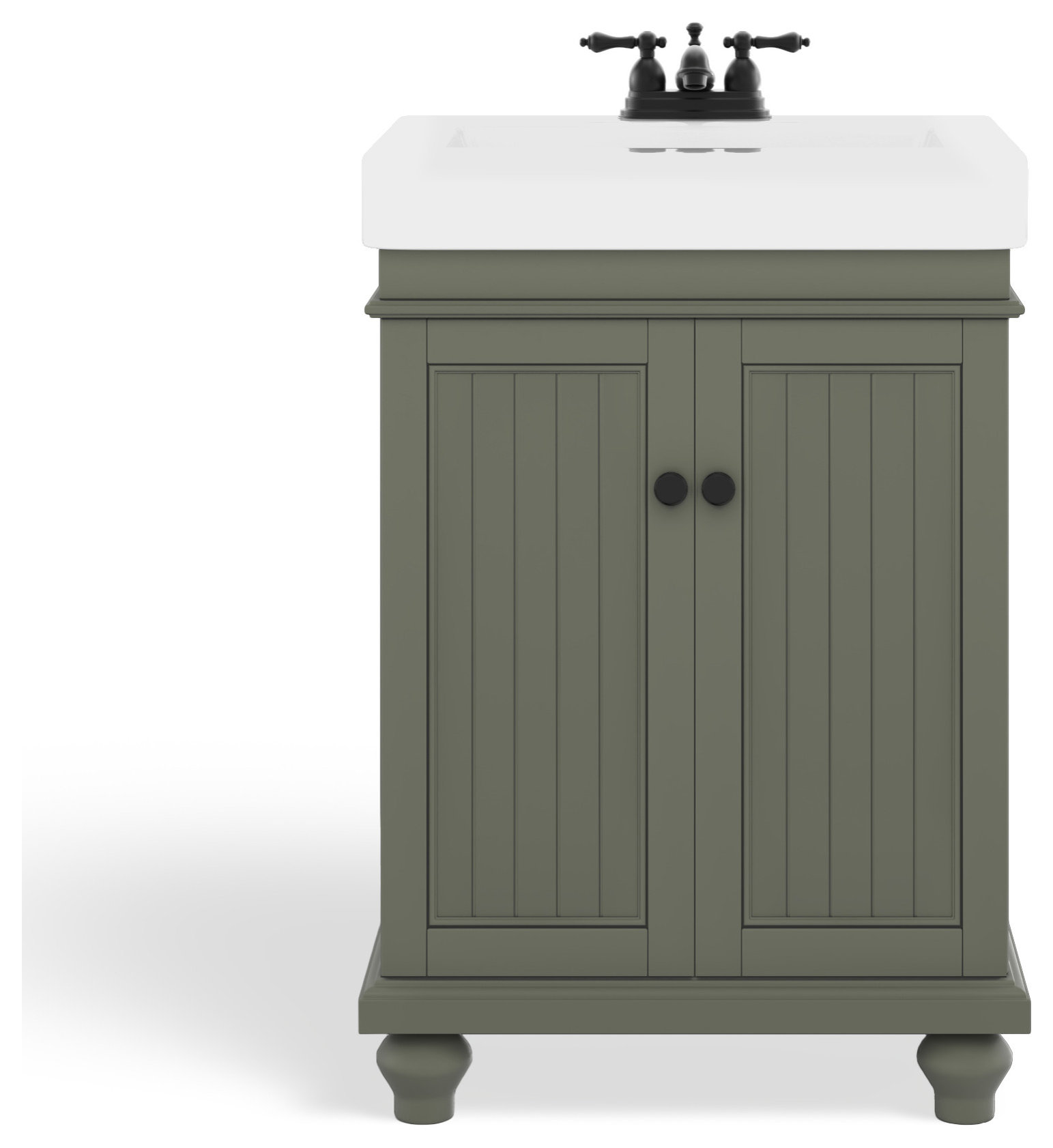 Dawson Bathroom Vanity, Single Sink, 24", Pewter Green, Freestanding