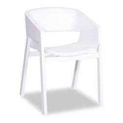 Merano White Stained Oak Armchair with White Pad by Alex Gufler for TON - Dining Chairs