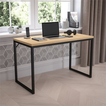 Flash Furniture Tiverton 47" Steel Metal Home Office Desk in Maple/Black