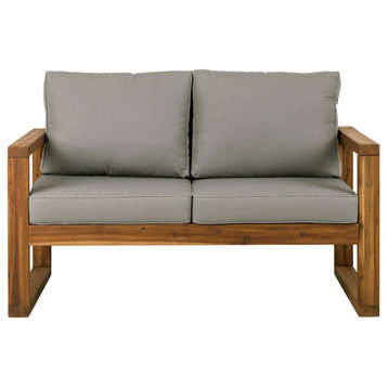 Open Side Love Seat With Cushions, Brown