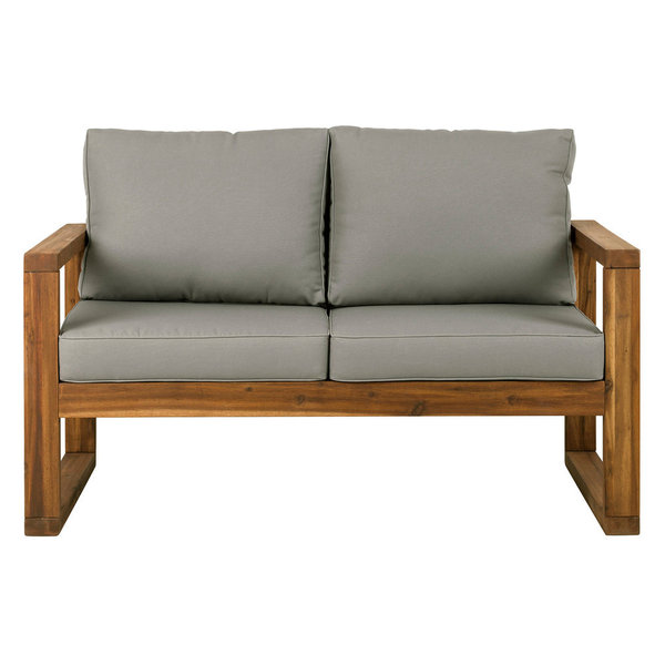 Open Side Love Seat With Cushions, Brown