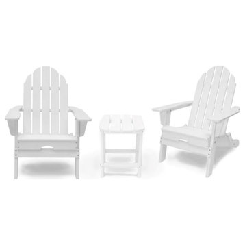 Balboa Folding Adirondack Chair and Table Set, White