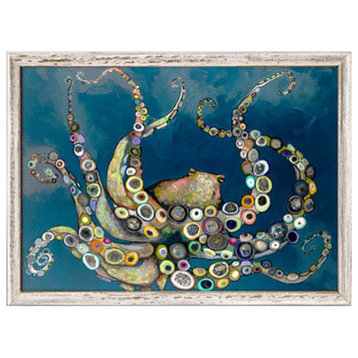 "Octopus in the Deep Blue Sea" Mini Framed Canvas by Eli Halpin