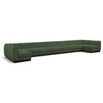 Meridian Furniture - Quinn Chenille Upholstered U-Shaped Modular Sectional, Green, 9-Piece: 7 Armless Chair, 2 Corner Chair - The Quinn Modular Sectional is a stunning piece crafted in a rich and luxurious green chenille fabric. Its awe-inspiring design and exceptional quality make it a perfect addition to any space, whether it's a living room, bedroom, or office. The sectional's plush cushioning and sturdy frame provide both comfort and durability, ensuring that it will be a favorite for years to come. Whether you're looking for a statement piece or simply a comfortable seating option, the Quinn sectional is an excellent choice.