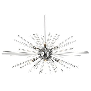 Elegant Lighting 2502D46 Sienna 10 Light 46"W Crystal Sputnik - Chrome