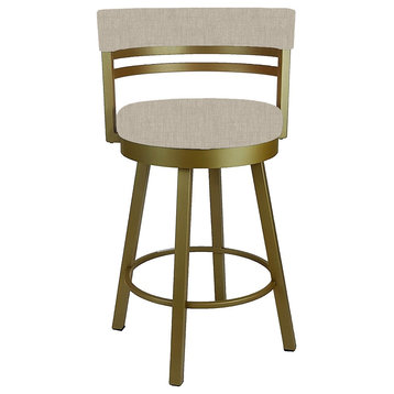 Round Swivel Stool, Sun Gold Frame - Marshmallow Seat, Bar
