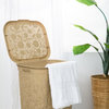 Laundry Hamper with Lid, 50-liter Lace Style Hamper with Cutout Handles, Beige.