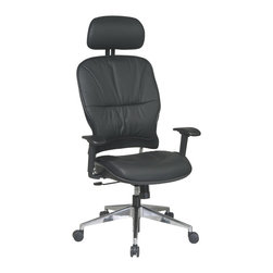 Black Managers Executive Leather Office Chair with Chrome Finish Base - Office Chairs