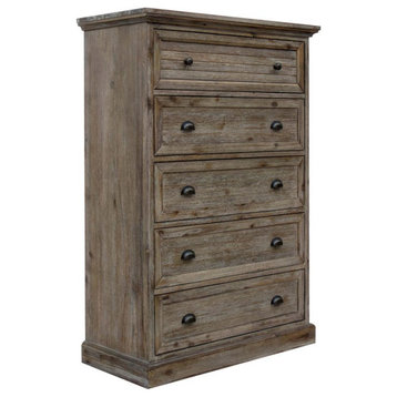 Sunset Trading Solstice 5-Drawer Wood Bedroom Chest in Weathered Gray and Brown