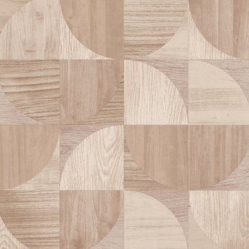 Wood Round Shapes Brown Wallpaper