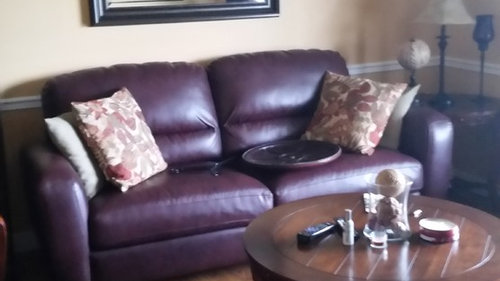 Help Trying To Decorate Around A Burgundy Leather Couch