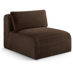 Meridian Furniture - Shaggy Upholstered Chair, Brown, Corduroy Performance Fabric - Indulge in the allure of the Brown Corduroy Performance Fabric Shaggy Armless Chair by Meridian Furniture. Its captivating design and luxurious Brown Corduroy Performance Fabric elevate any space with effortless elegance. Crafted with precision and durability in mind, this stunning piece becomes the focal point of gatherings, fostering moments of connection and warmth. Embrace sophistication and style with the Shaggy Armless Chair, a testament to exquisite taste and timeless beauty.