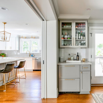 Kitchen and Bar with Seamless Pocket Door Transition