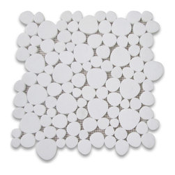 Stone Center Corp - Thassos White Marble Heart Bubble Mosaic Tile Honed, 1 sheet - Wall And Floor Tile
