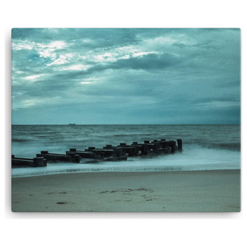 Blue Morning at Rehoboth Coastal Landscape Photo Canvas Wall Art Print, 16" X 20"