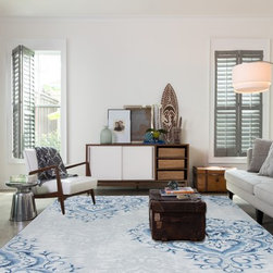 Contemporary Damask Tonal Blue Rug - Area Rugs