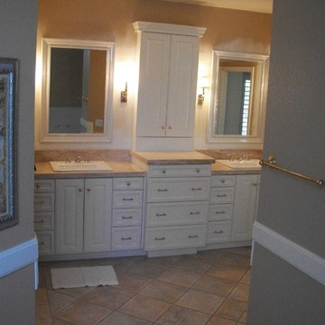 Painted White Master Bathroom Vanity with Tower