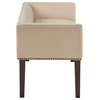 Madison Park Flared Low Arm Low Back Accent Bench Chair, Tan