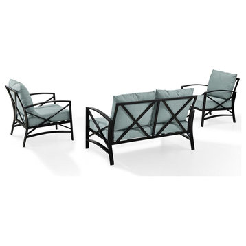 Kaplan 3Pc Outdoor Conversation Set Mist/Oil Rubbed Bronze - Loveseat, 2 Chairs