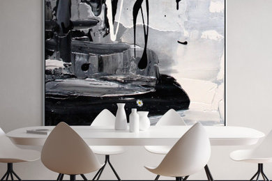 Example of a minimalist dining room design in Miami