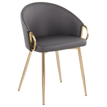 Claire Chair, Gold Metal, Gray PU