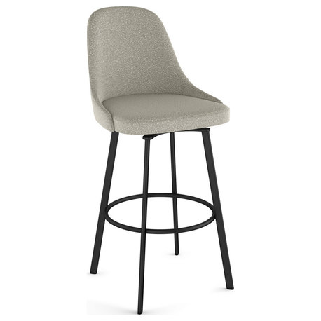 Amisco Harper Swivel Stool, Light Beige/Gray Boucle/Black, Counter Height