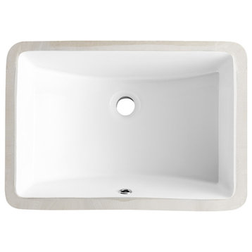 Modern Undermount Bathroom Lavatory Ceramic Rectangular Sink with Overflow