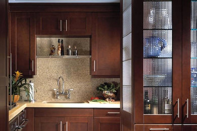 Example of a minimalist kitchen design in New York