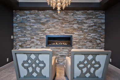 Inspiration for a contemporary basement remodel in Kansas City