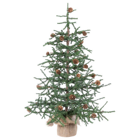 Vickerman Carmel Pine Tree With Pine Cones and Burlap Base, 42"