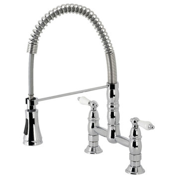 GS1271PL Two-Handle Deck-Mount Pull-Down Sprayer Kitchen Faucet, Polished Chrome