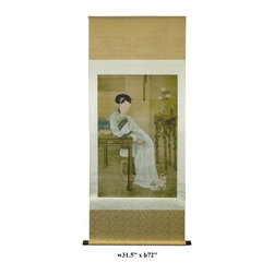Museum Printed Version Chinese Master Art Works Ancient Lady Scroll - Prints And Posters