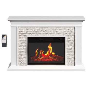 Electric Freestanding Fireplace With Mantel Adjustable LED Flames