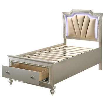 Acme Kaitlyn Twin Bed With LED & Storage