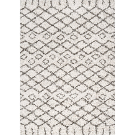 Algaida Moroccan Diamond Shag Beige/Dark Gray 5'x8' Area Rug