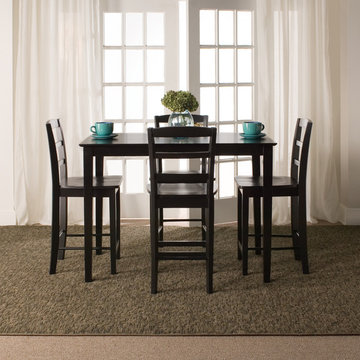Four Chair Contemporary Dining Room In Dark Brown Finish