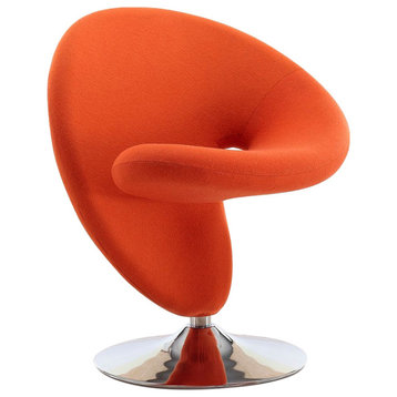 Manhattan Comfort Curl Chrome/Wool Blend Swivel Chair, Orange, Single