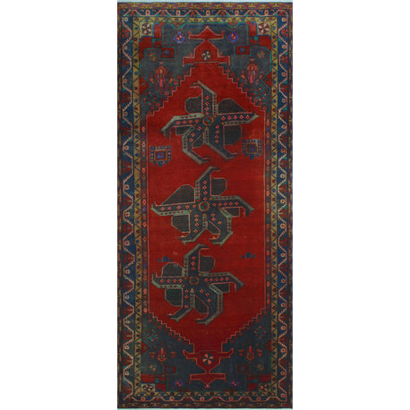 Vintage Distressed Darell Red Runner, 4'7x10'11