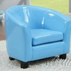 Blue Vinyl Children's Club Chair with Rounded Back and Arms
