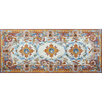 Royal Marble Mosaic Floor Rug, 79"x177"