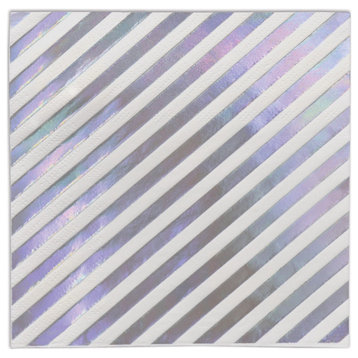 Pack of 12 White and Purple Iridescent Striped 2-Ply Luncheon Napkins 7”