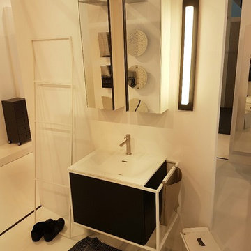 Wall Mounted Single Sink Bathroom Vanity Walnut/ Black