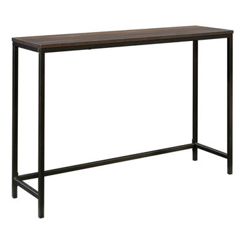 Sauder North Avenue Narrow Metal Frame Console Table in Smoked Oak/Black
