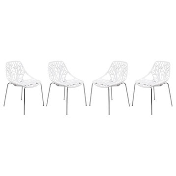 Leisuremod Modern Asbury Dining Chair W/ Chromed Legs, Set Of 4 Ac16W4