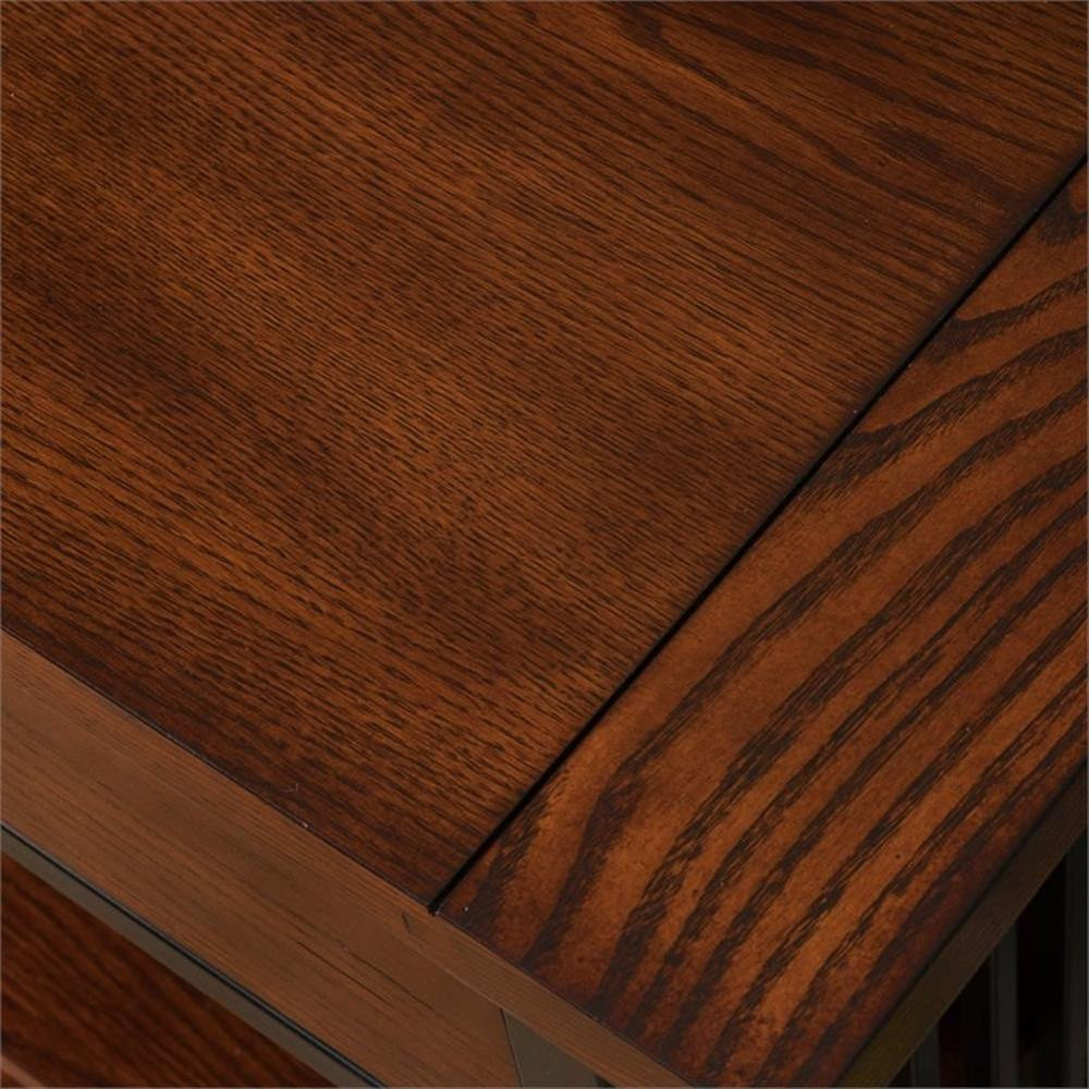 Leick Ironcraft Wood Foyer Bookcase with Drawer Storage in Brown