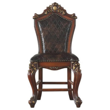 Counter Height Chair Set of 2, Cherry Oak/Pu