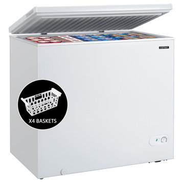 Costway Chest Freezer 7.0 Cu.ft Upright Single Door Refrigerator w/ 4 Baskets
