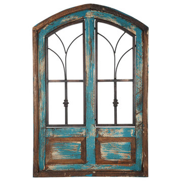 San Miguel Farmhouse Window Style Wall Decor, Turquoise, Small
