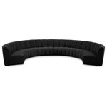 Meridian Furniture - Infinity Black Boucle Fabric Upholstered Arc Shaped Modular Sectional, Black, 8-Piece, Arc-Shaped - Mix and match this Infinity boucle fabric modular chair with other items in the Infinity collection to find the best possible seating solution for your gang. Rich black boucle fabric feels welcoming and soft to the skin, so you stay seated comfortably for the big game or while watching your favorite programs. Deep channel tufting adds to the longevity and durability of this modular chair while giving it texture.