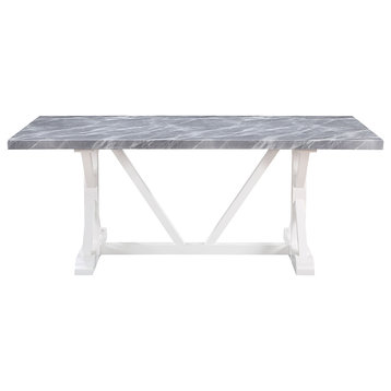 ACME Hollyn Dining Table With Engineering Stone & White Finish